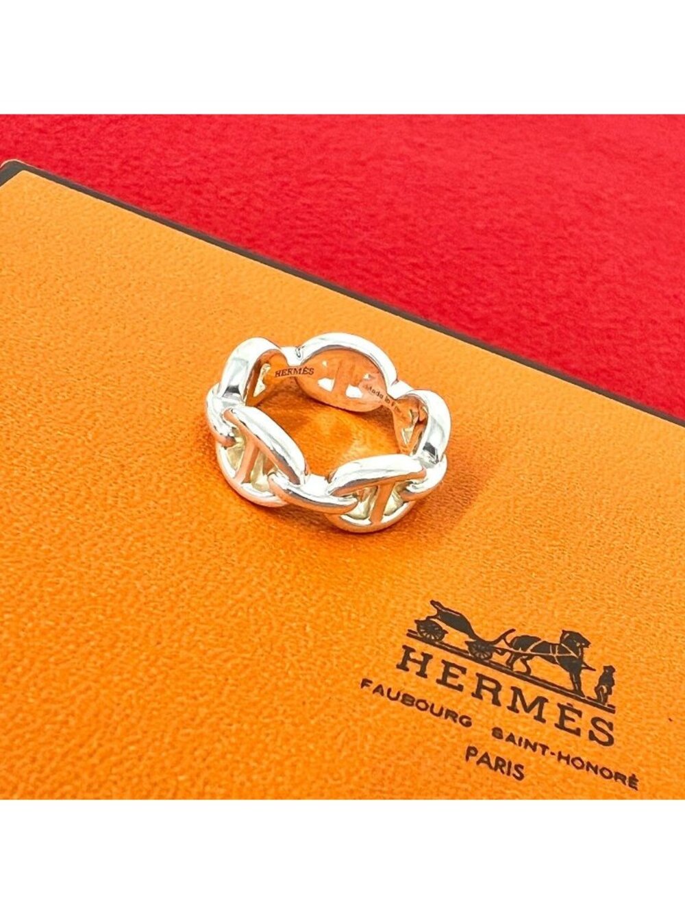 Hermes Enchainee PM Ring 925 Sterling Silver
